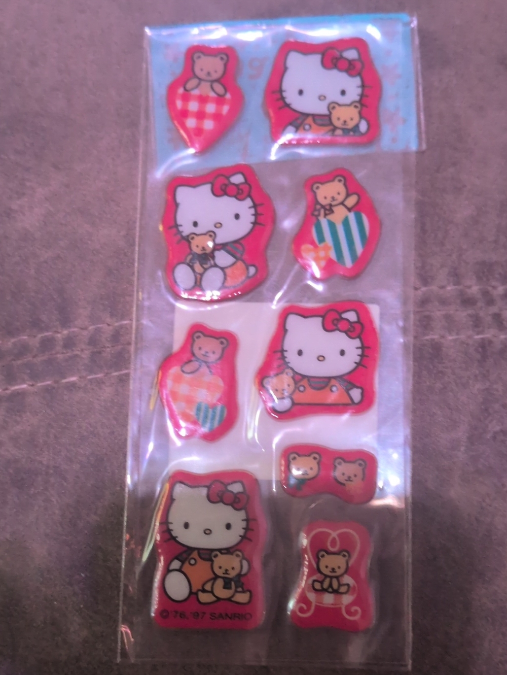 Sanrio Hello Kitty Red and Pink Puffy Sticker Set